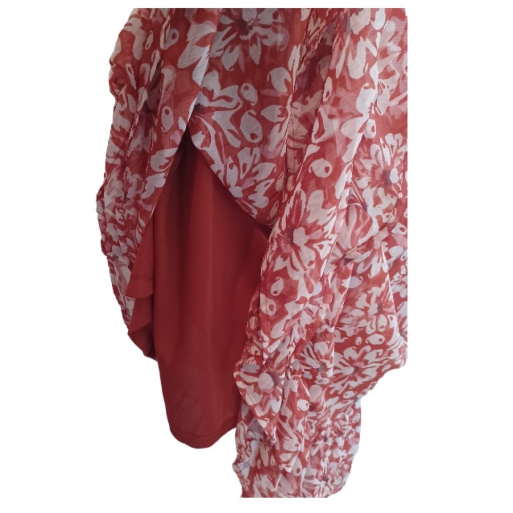 CUTE FLORAL RUFFLE HIGH LOW DRESS - Picture 2 of 5